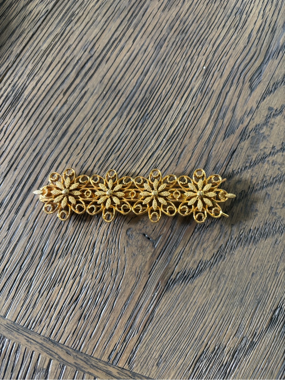 Floral Filigree Gold Barrette